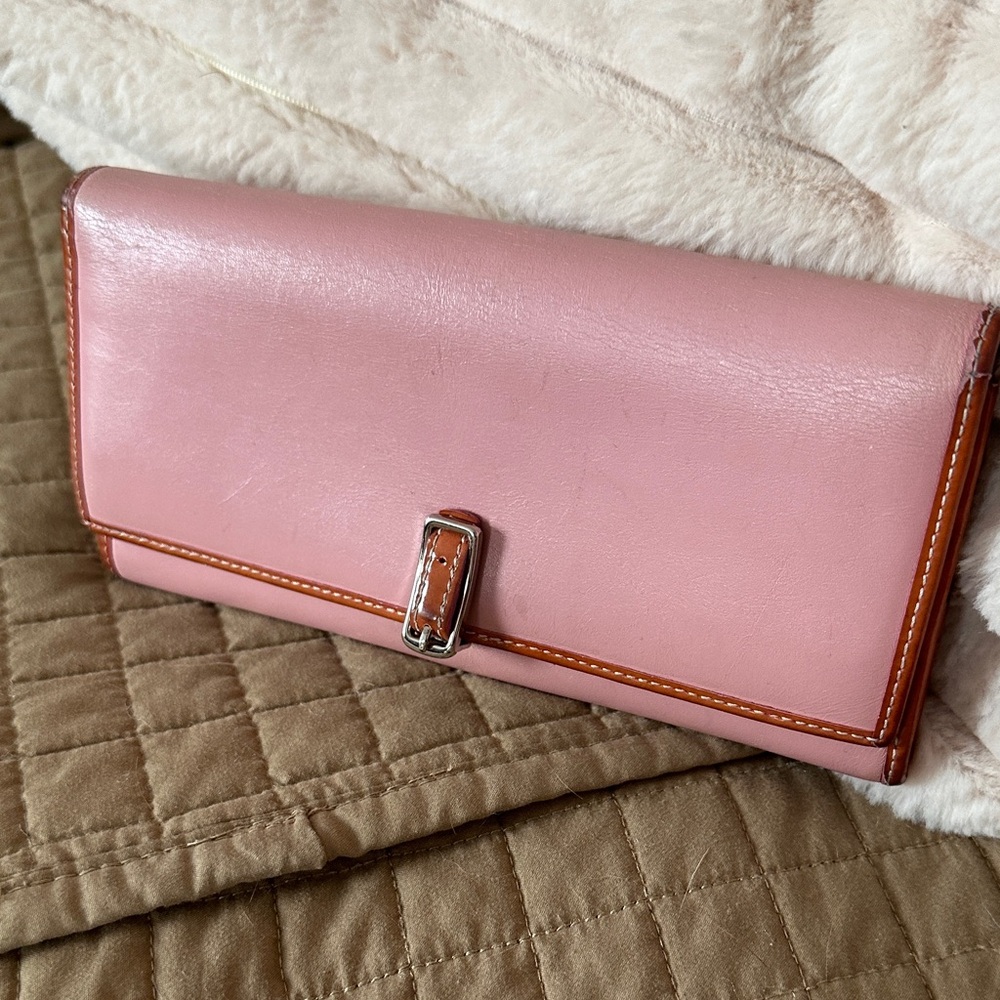 Coach Blush Leather Wallet with Brown Trim